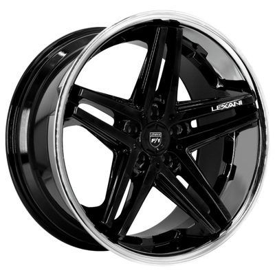 Staggered 2 Piece Lexani Forged Wheels Gloss Black With SS Lip Aerospace Grade