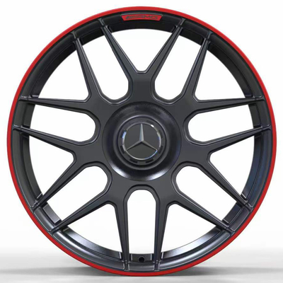 19'' Matt Black With Red Lip Forged Wheels For Mercedes Benz AMG GT