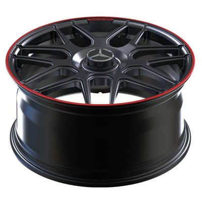 19'' Matt Black With Red Lip Forged Wheels For Mercedes Benz AMG GT